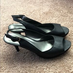 Open Toe Black Platform heels